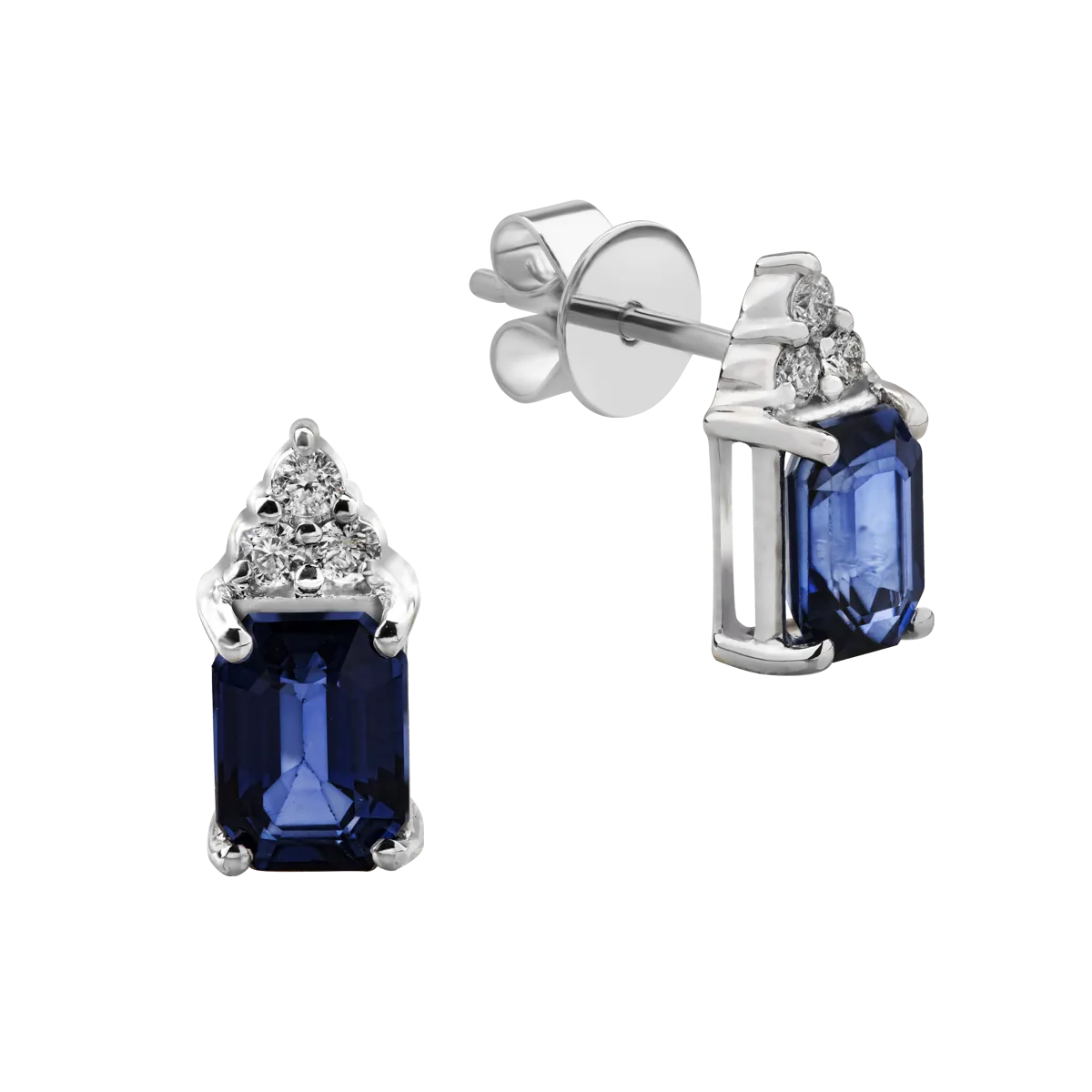 Cercei din aur alb cu safire de 2.215ct si diamante de 0.116ct