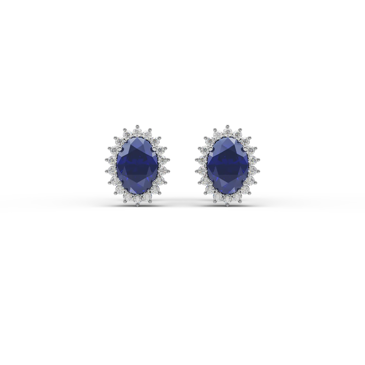 14K white gold earrings with 2.83ct treated sapphires and 0.44ct diamonds