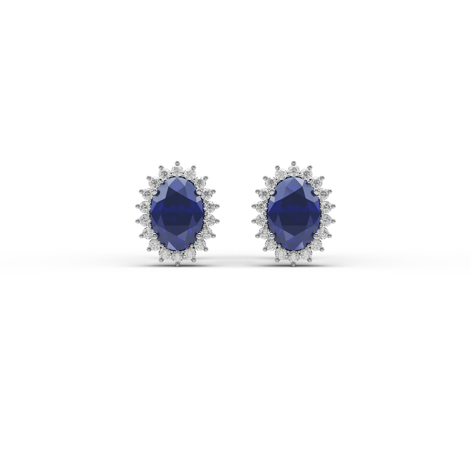 14K white gold earrings with 2.83ct sapphires and 0.44ct diamonds