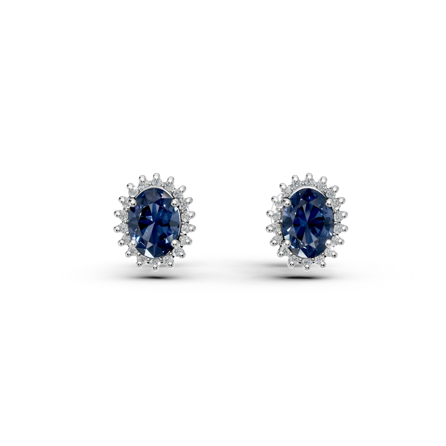 Cercei din aur alb cu safire ovale de 2.83ct si diamante de 0.44ct