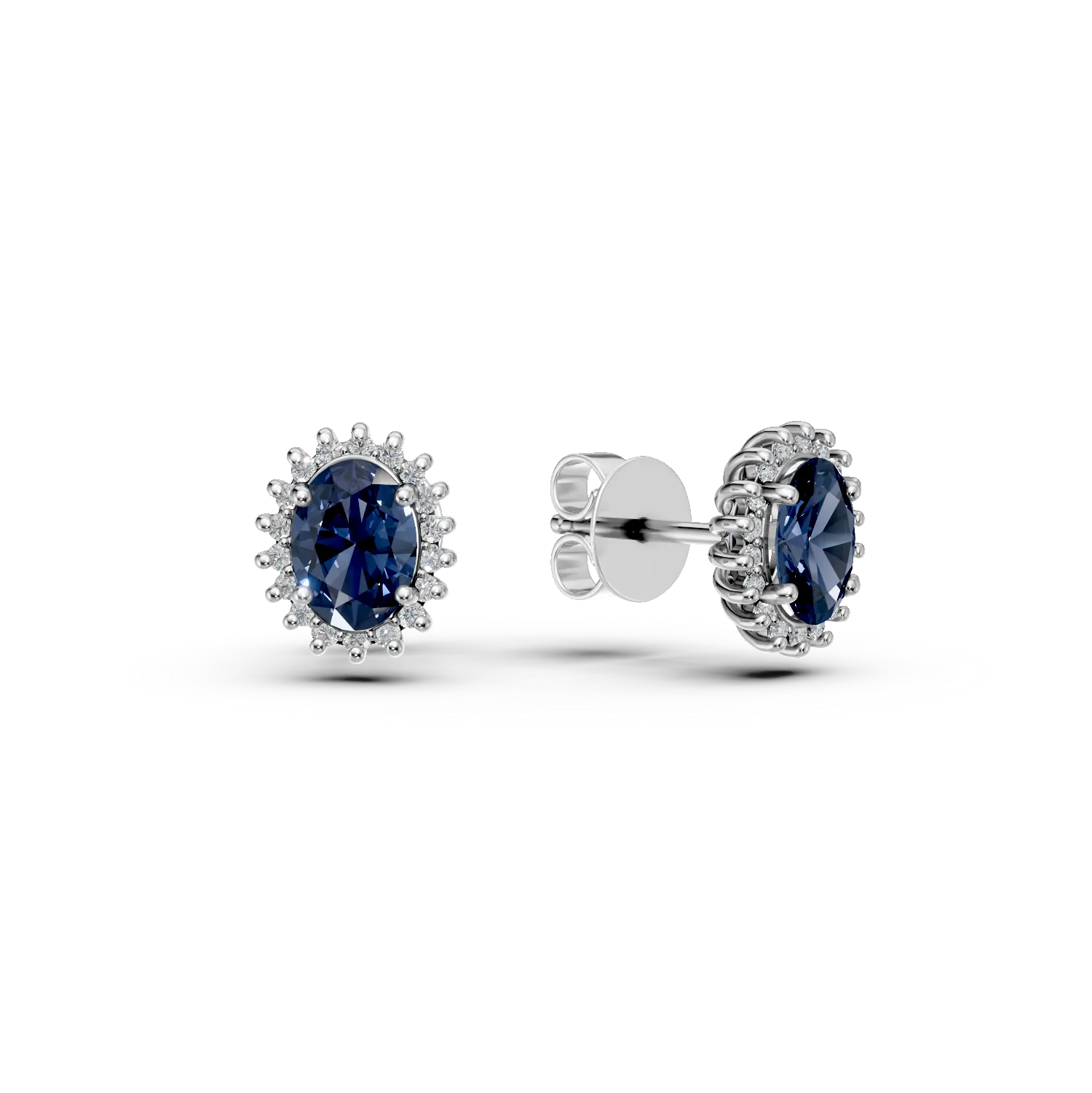 Teilor Cercei din aur alb cu safire ovale de 2.83ct si diamante de 0.44ct