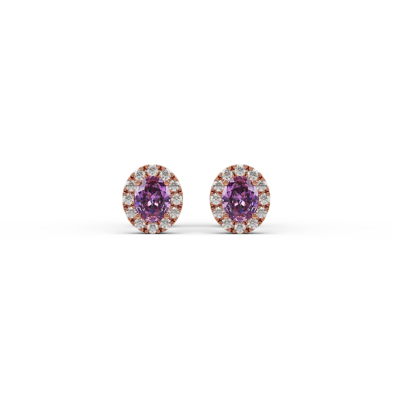 14K rose gold earrings with 1.16ct amethyst and 0.26ct diamonds