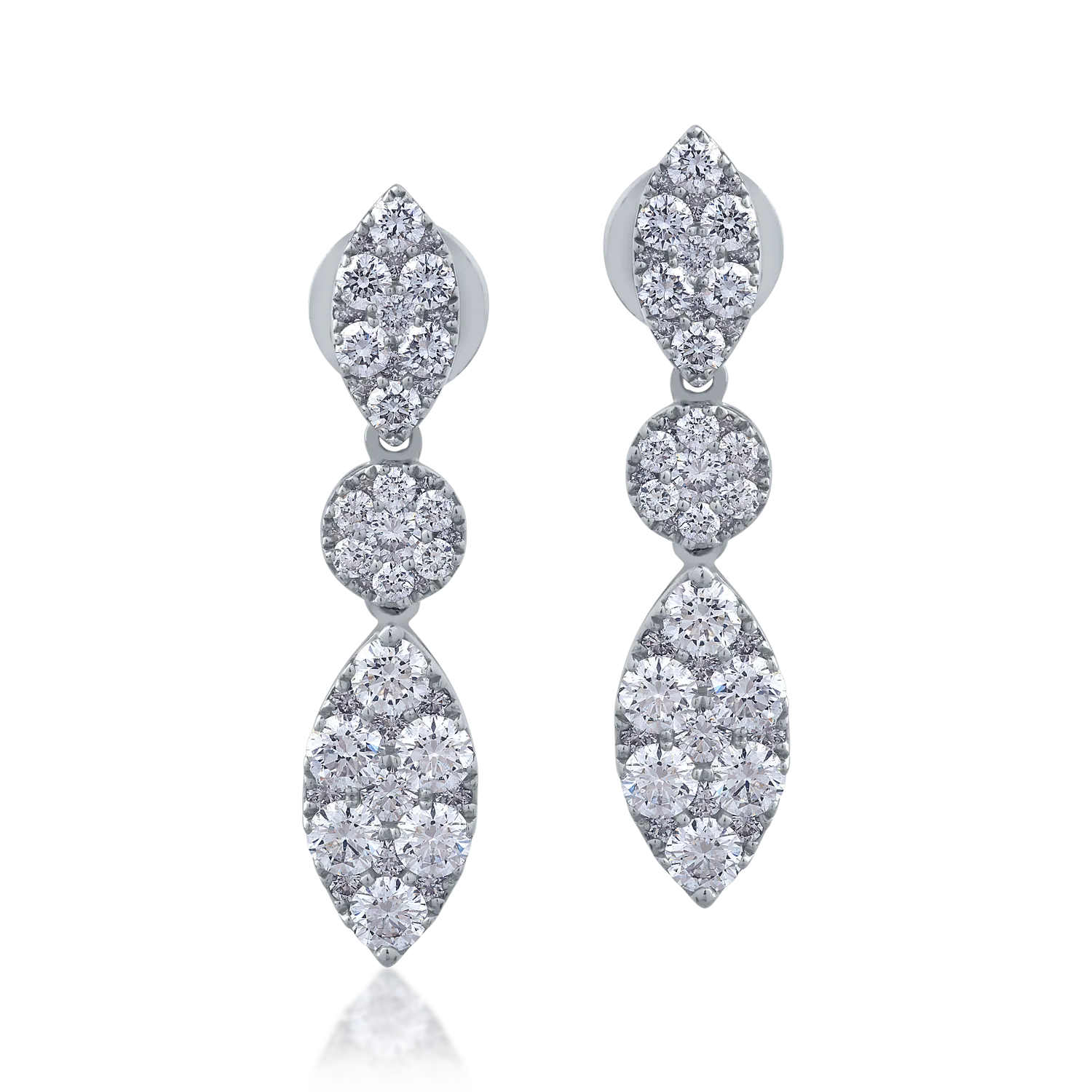 18K white gold earrings with 1.97ct diamonds