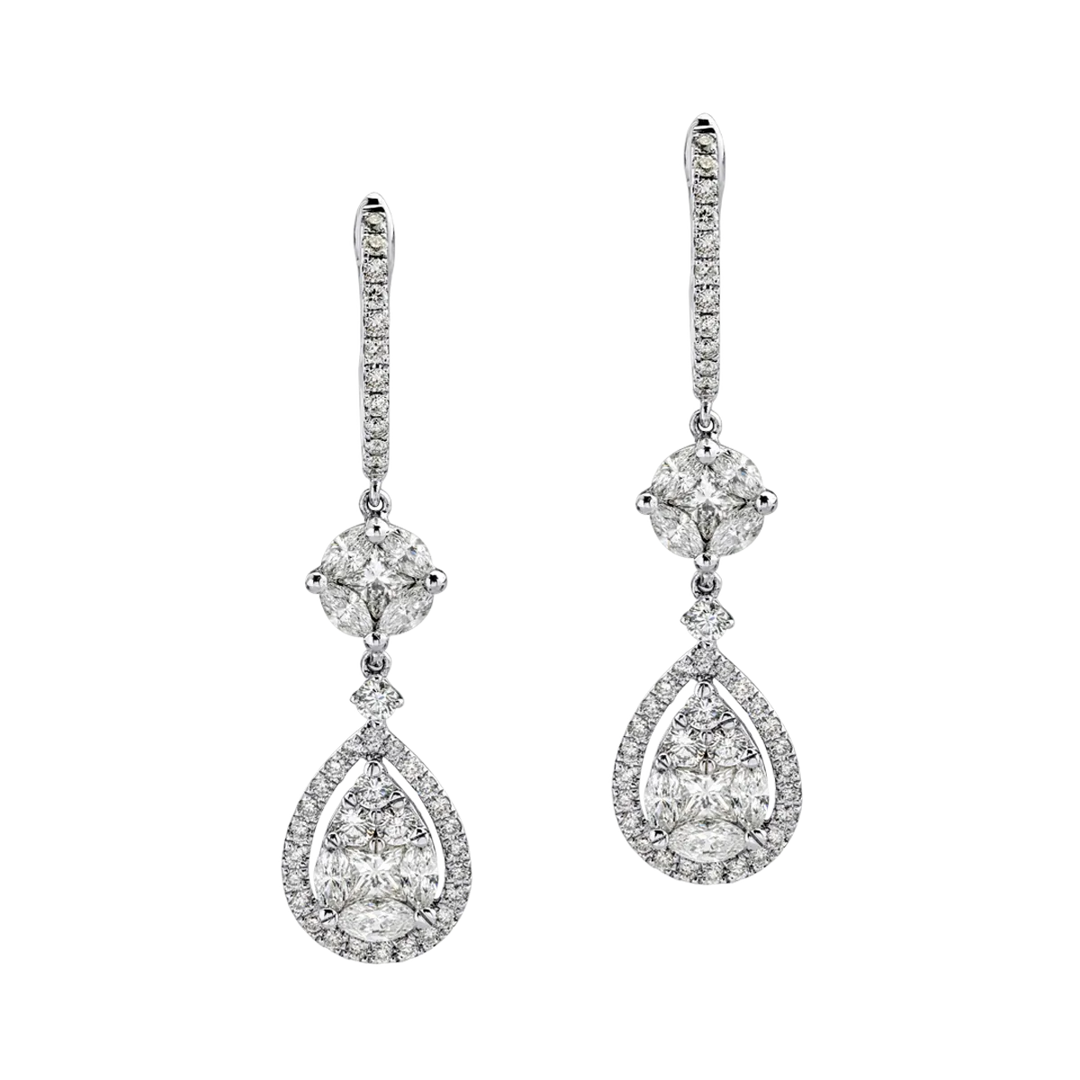 18K white gold earrings with 2.18ct diamonds