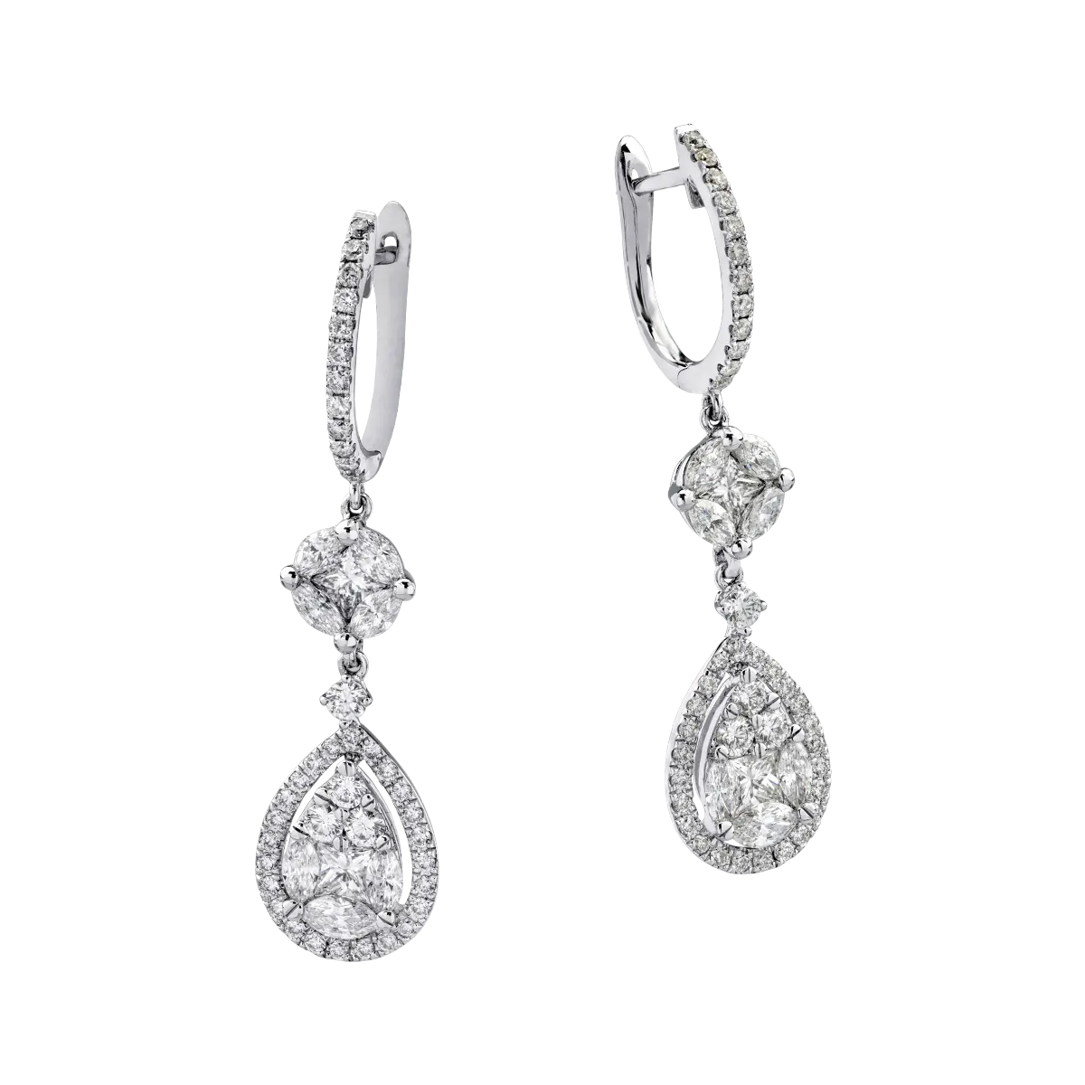 18K white gold earrings with 2.18ct diamonds