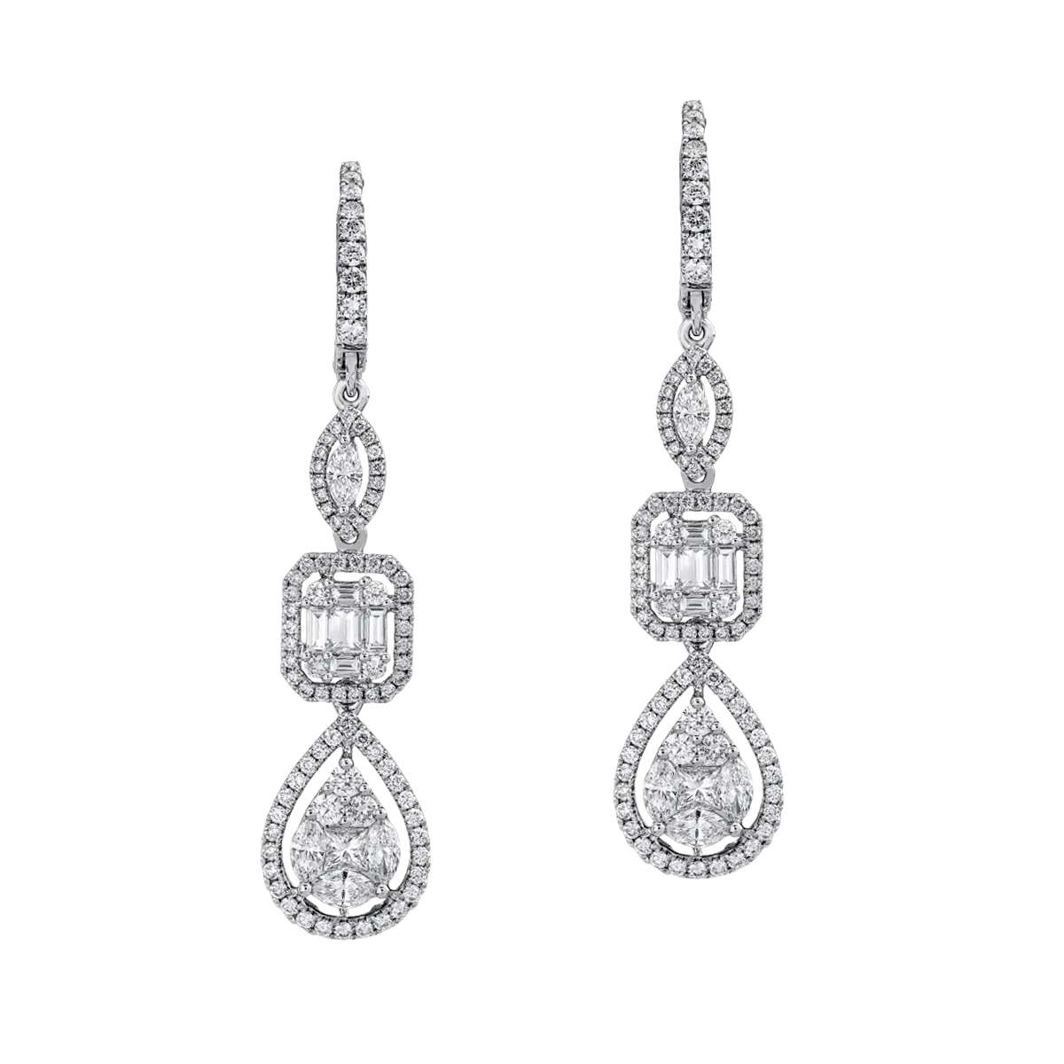 18K white gold earrings with 2.63ct diamonds