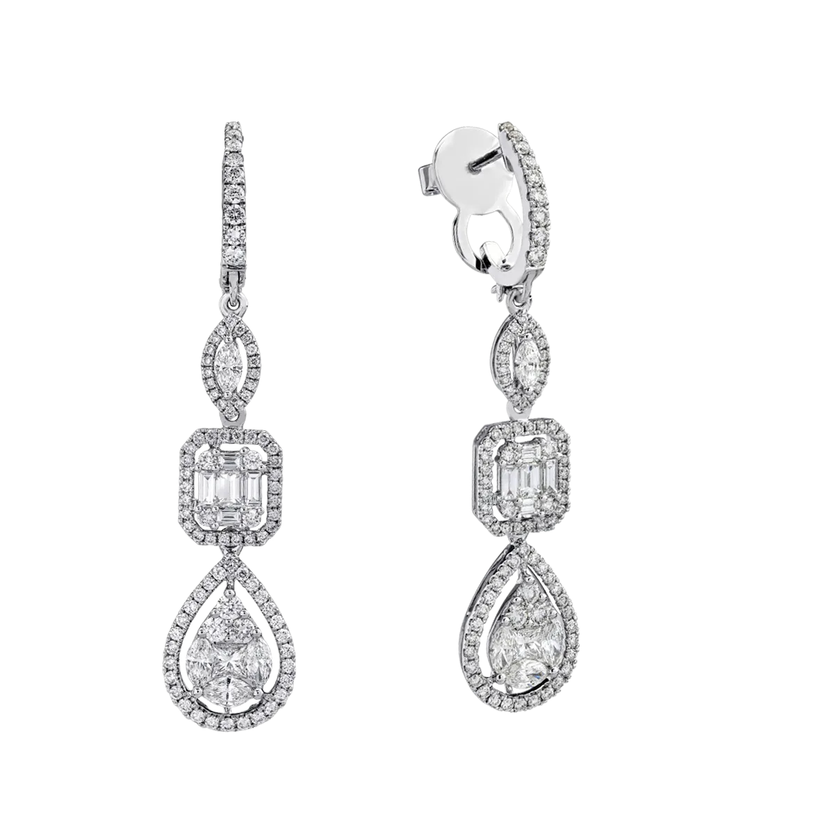 18K white gold earrings with 2.63ct diamonds