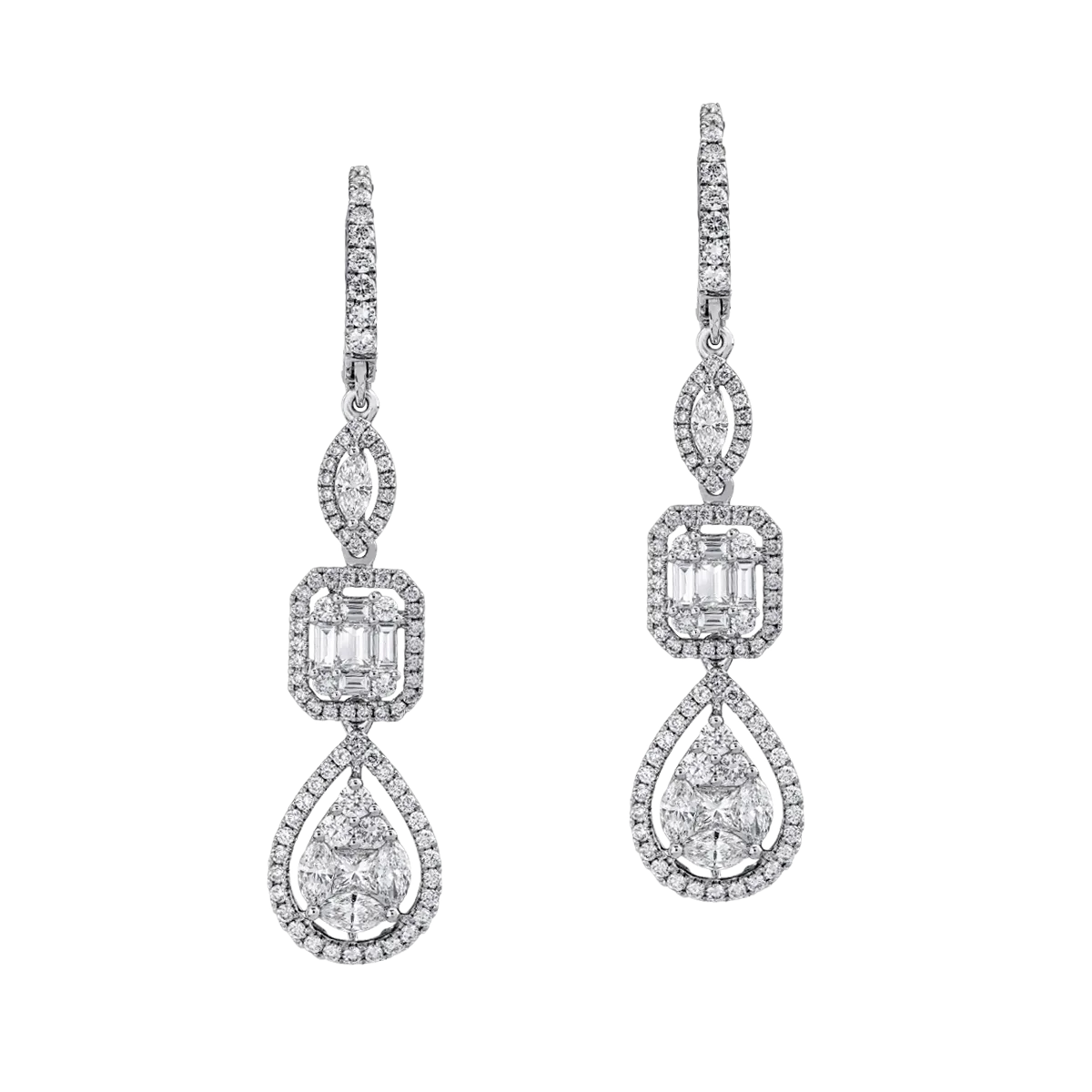 Teilor Cercei din aur alb cu diamante de 2.63ct