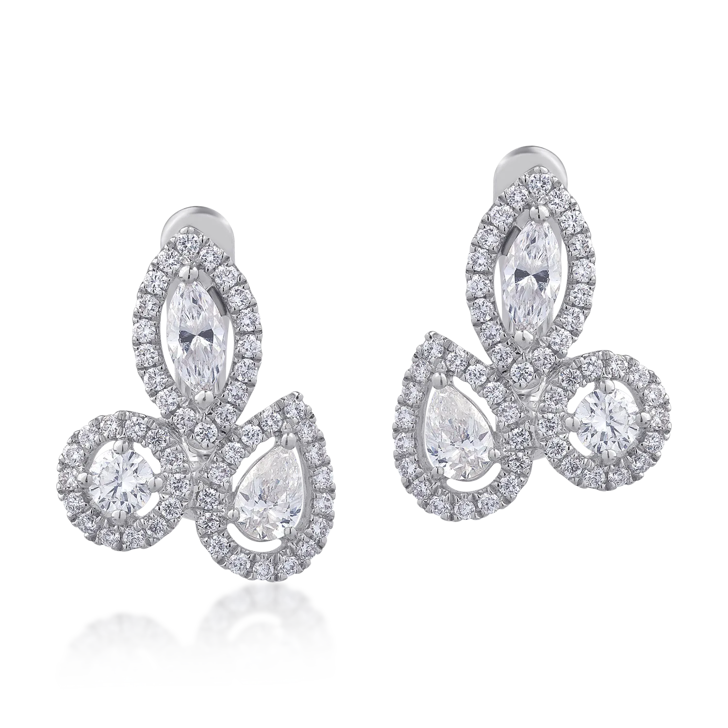 18K white gold earrings with 1.32ct diamonds