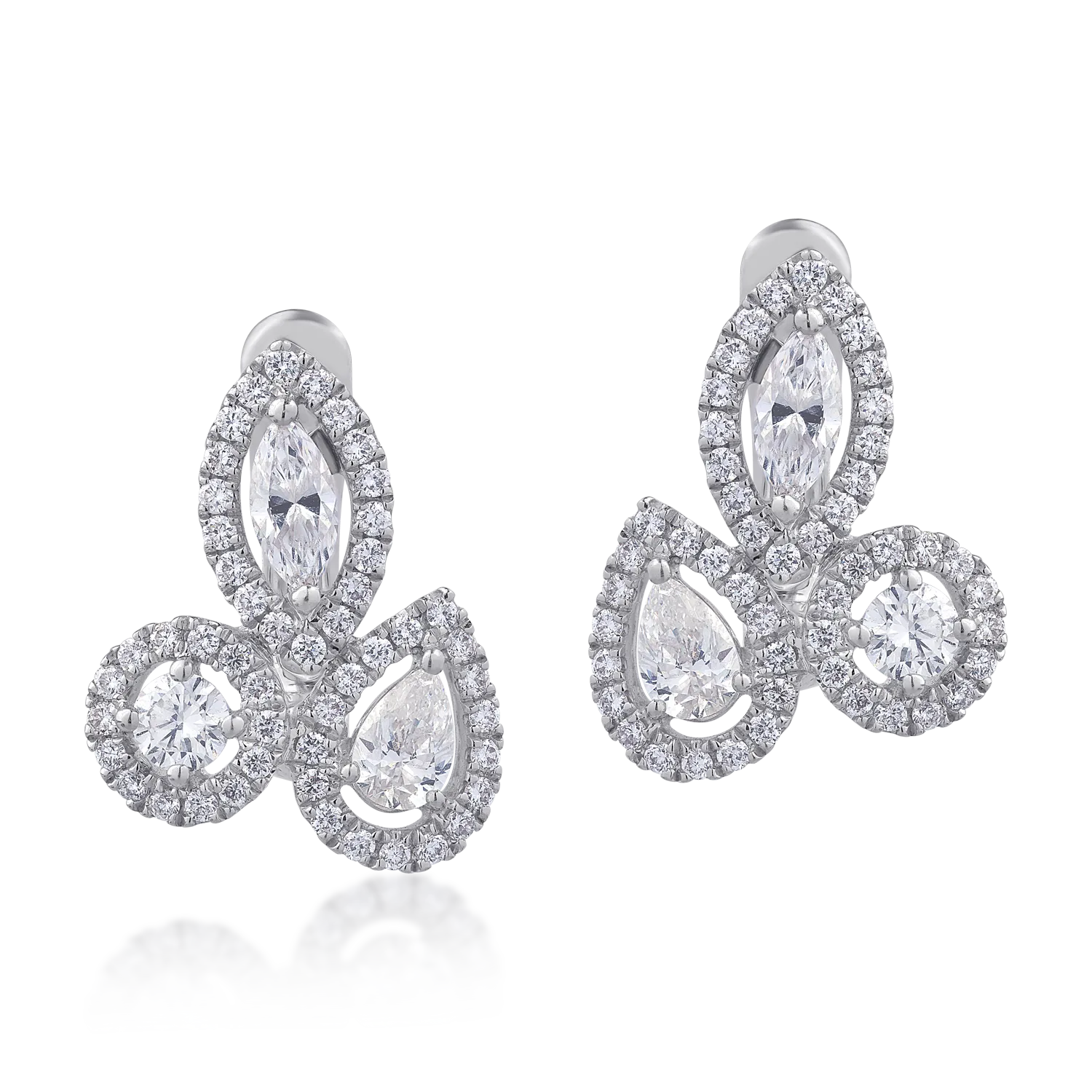 Cercei din aur alb de 18K cu diamante de 1.32ct-111225