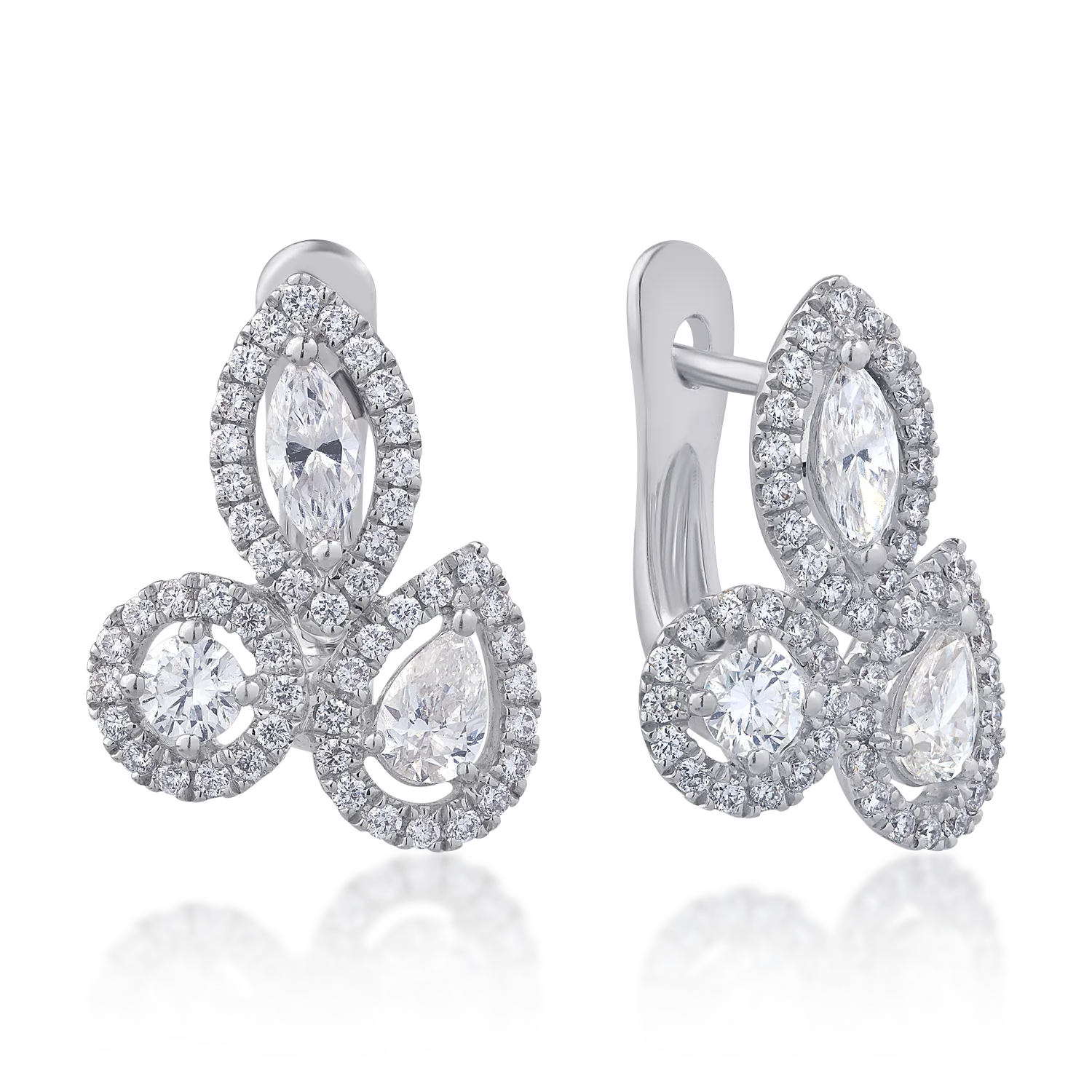 Обеци от бяло злато 18K с диаманти 1.32ct