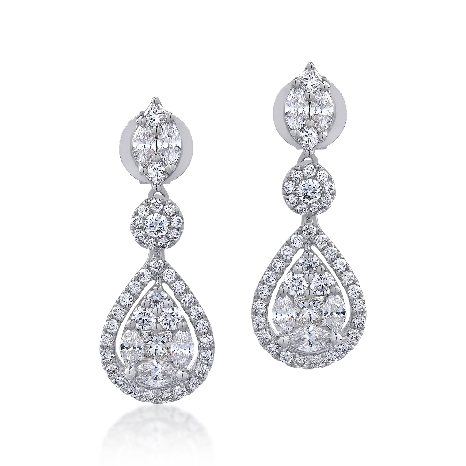 18K white gold earrings with 1.83ct diamonds