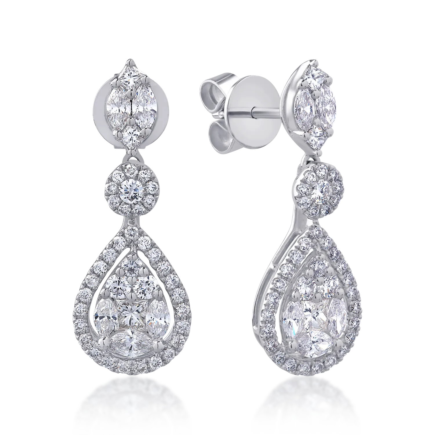 18K white gold earrings with 1.83ct diamonds