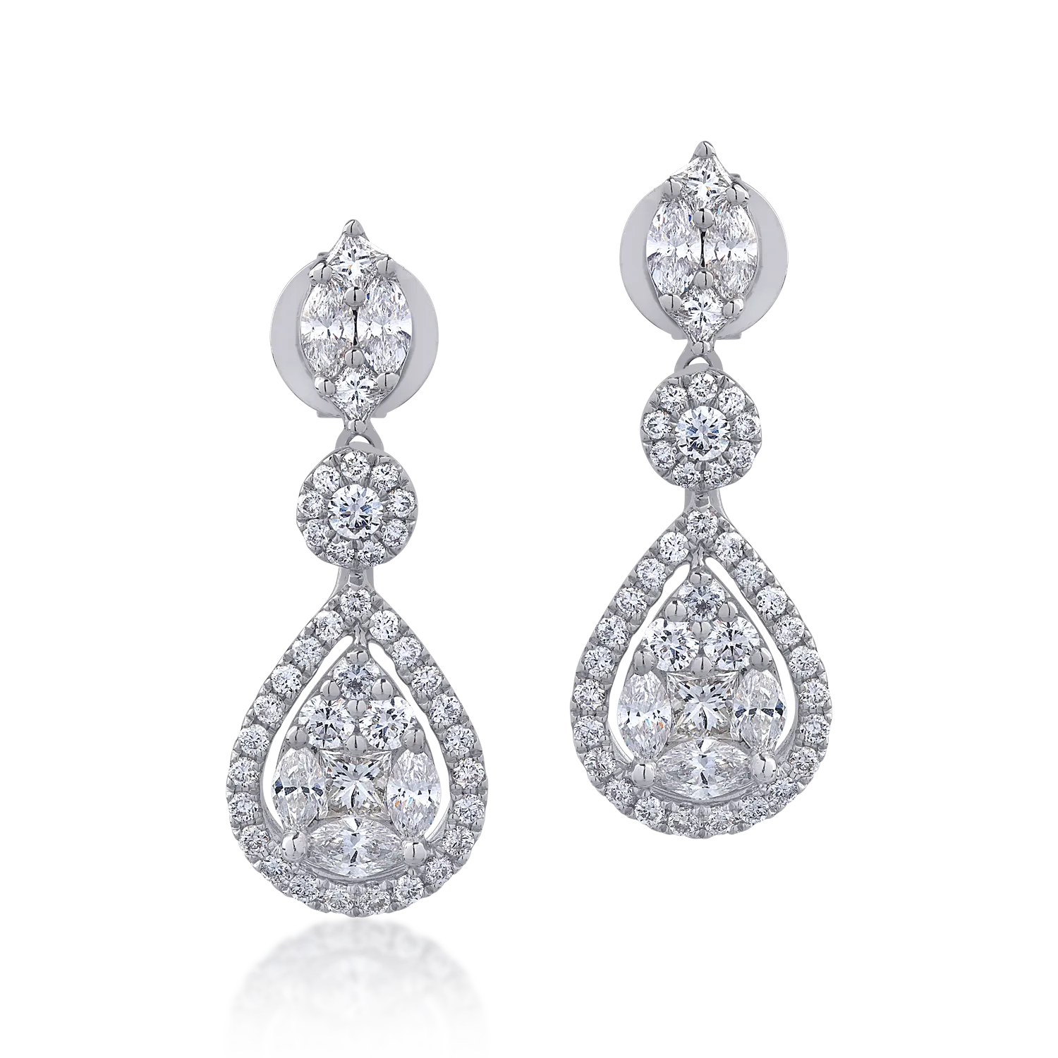 Cercei din aur alb de 18K cu diamante de 1.83ct-111226