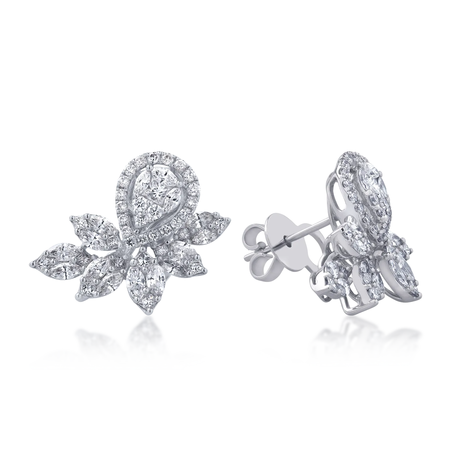 18K white gold earrings with 2.93ct diamonds