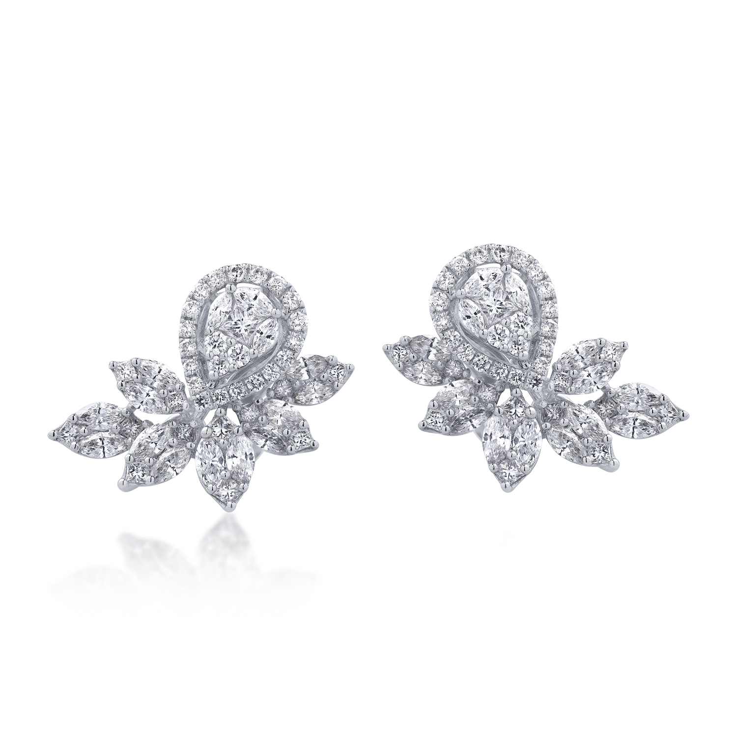 Teilor Cercei din aur alb cu diamante marquise de 2.93ct
