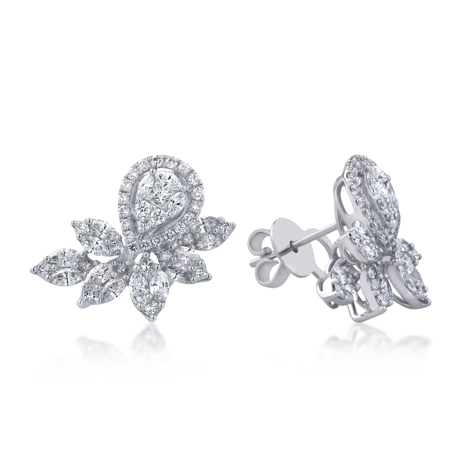 Cercei din aur alb cu diamante marquise de 2.93ct