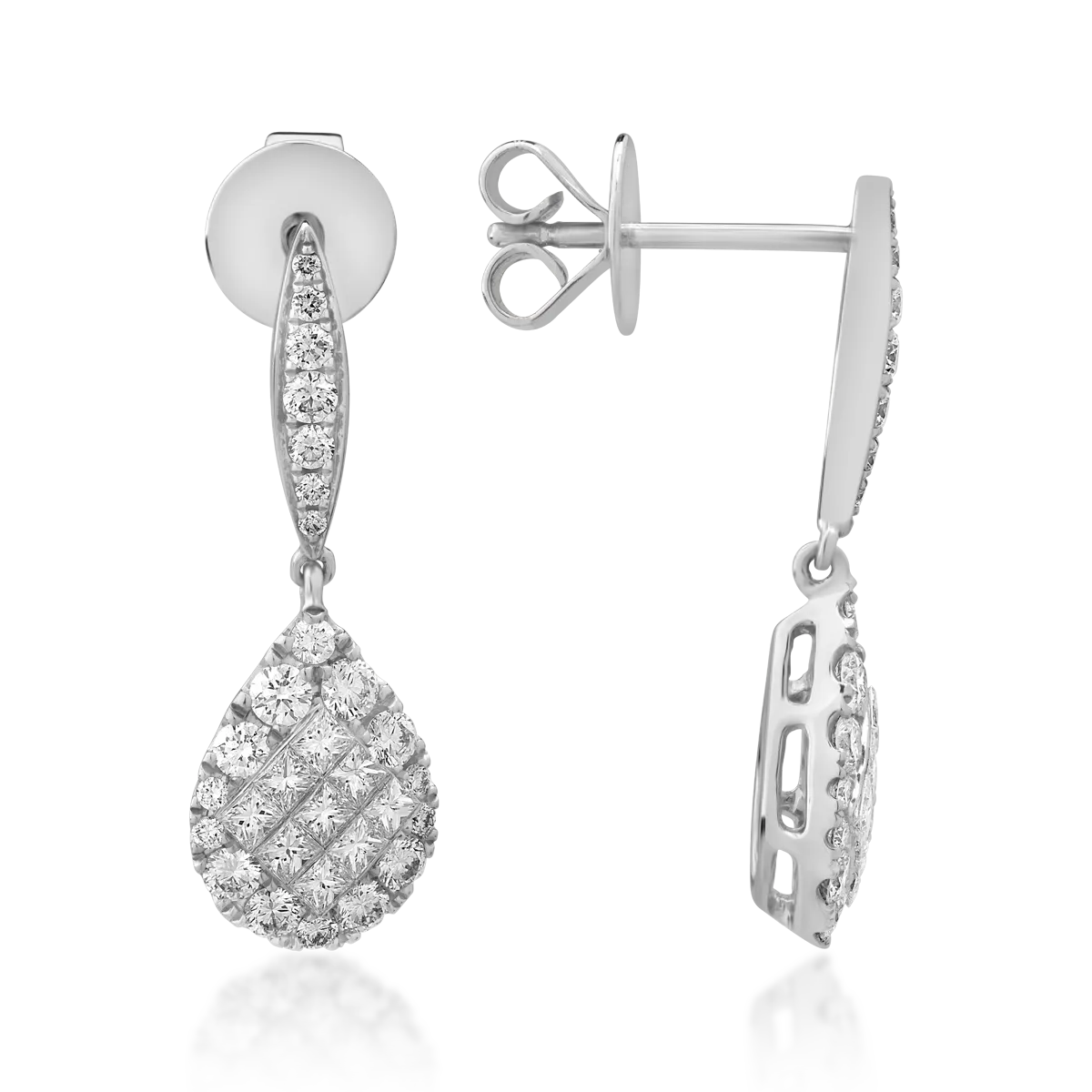 18K white gold earrings with 1.24ct diamonds