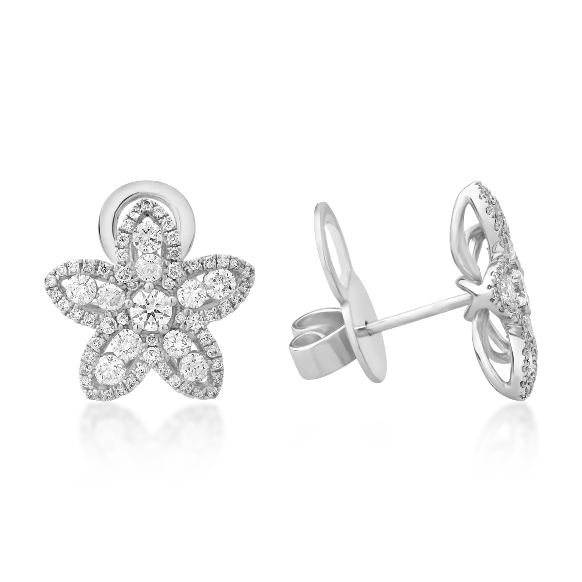 18K white gold earrings with 1.39ct diamonds
