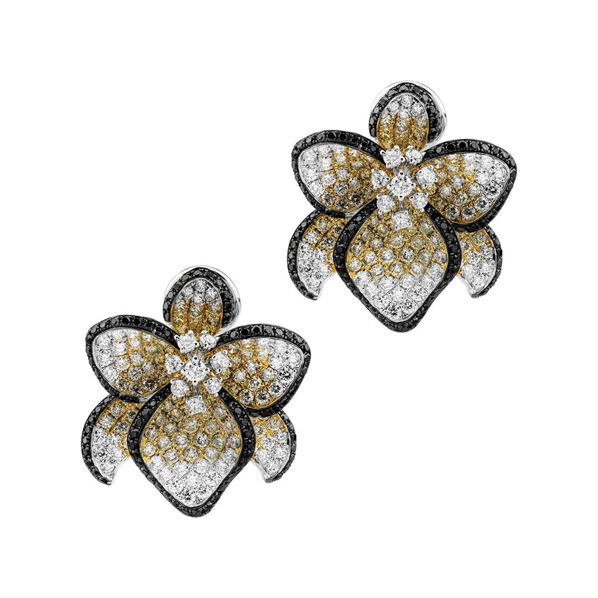 18K white gold earrings with 4.85ct colored diamonds-111233