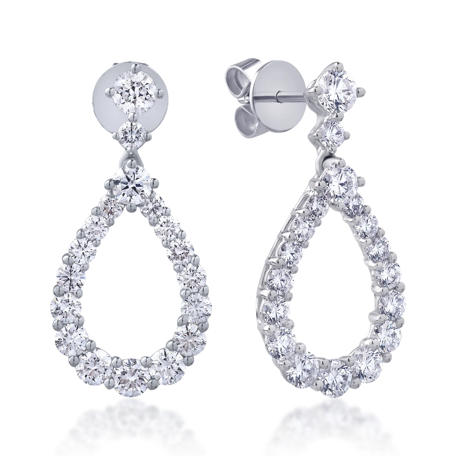 Cercei din aur alb cu diamante de 2.84ct