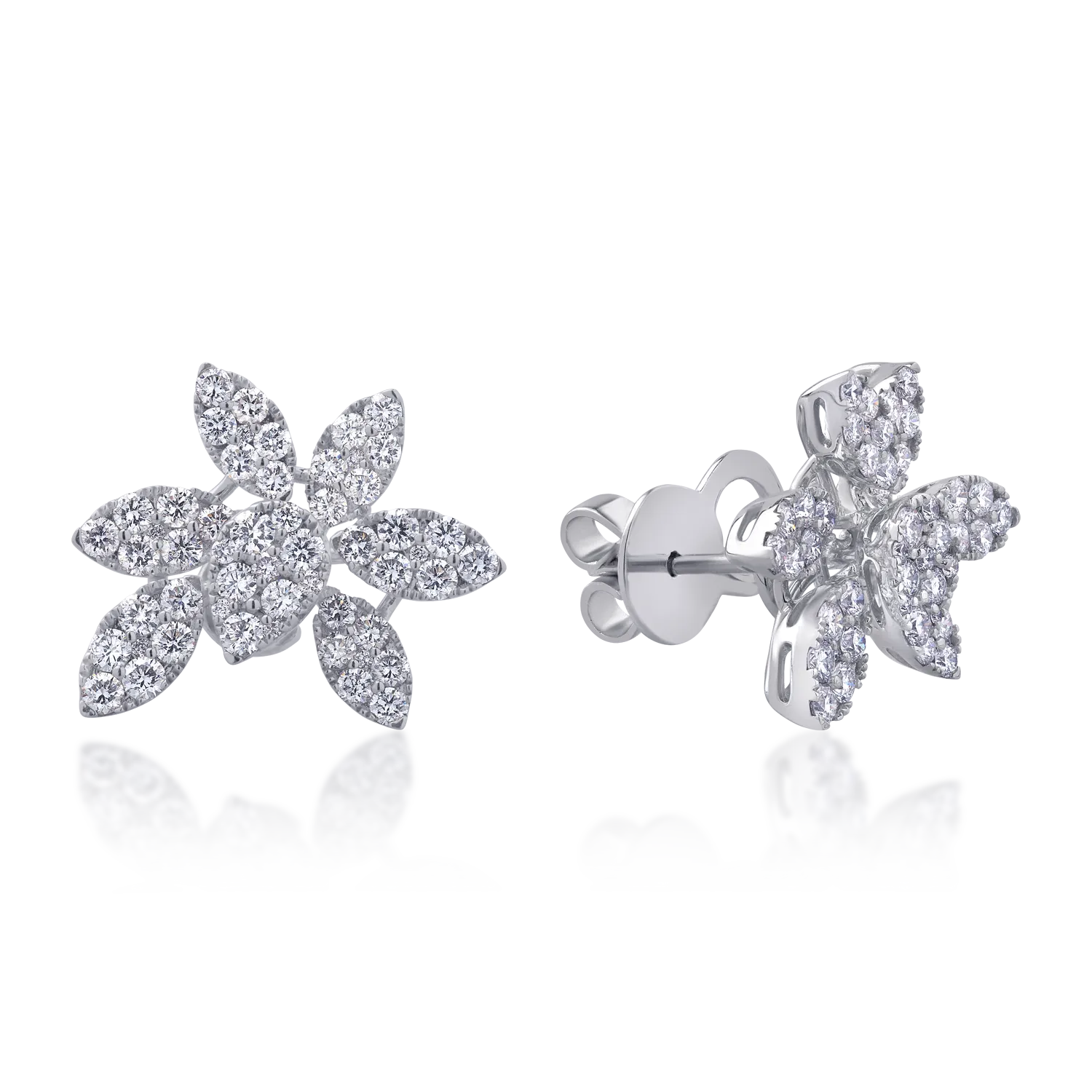 18K white gold earrings with 1.76ct diamonds