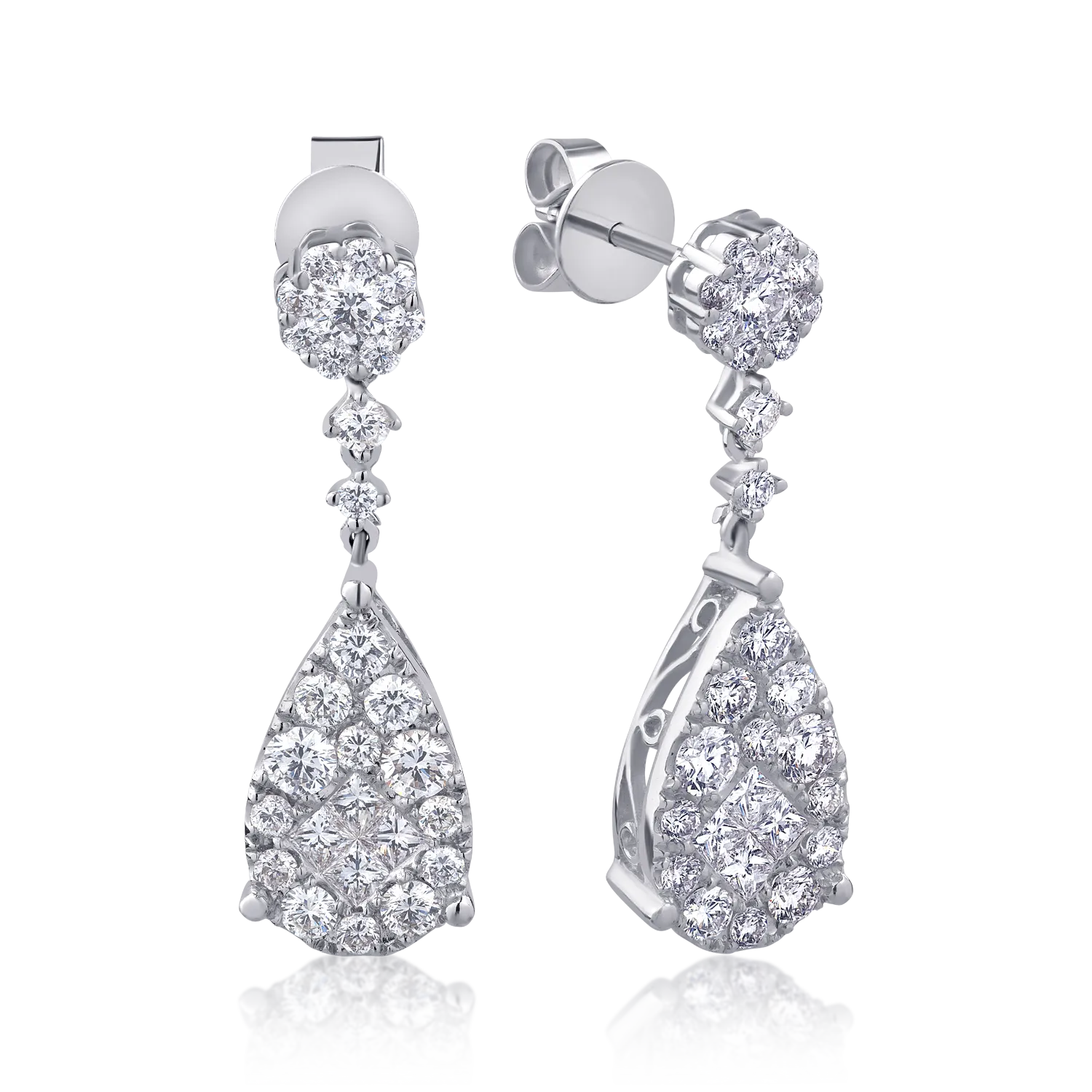18K white gold earrings with 2.04ct diamonds