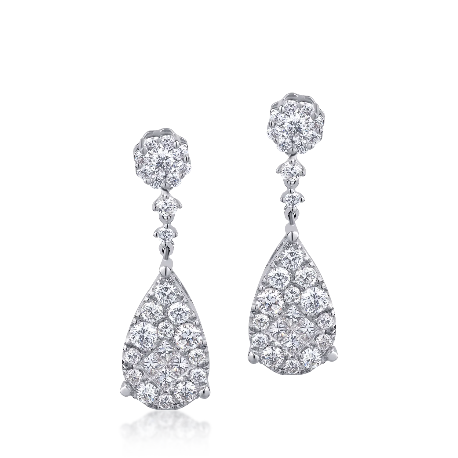 Cercei din aur alb de 18K cu diamante de 2.04ct-111246
