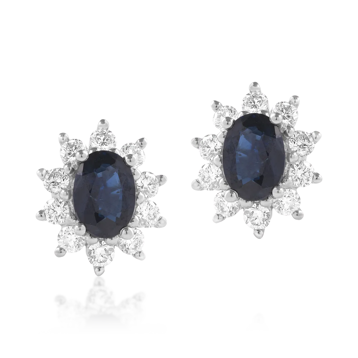 14 k fehér arany fülbevaló 2ct sapphires és gyémánt 0.84ct