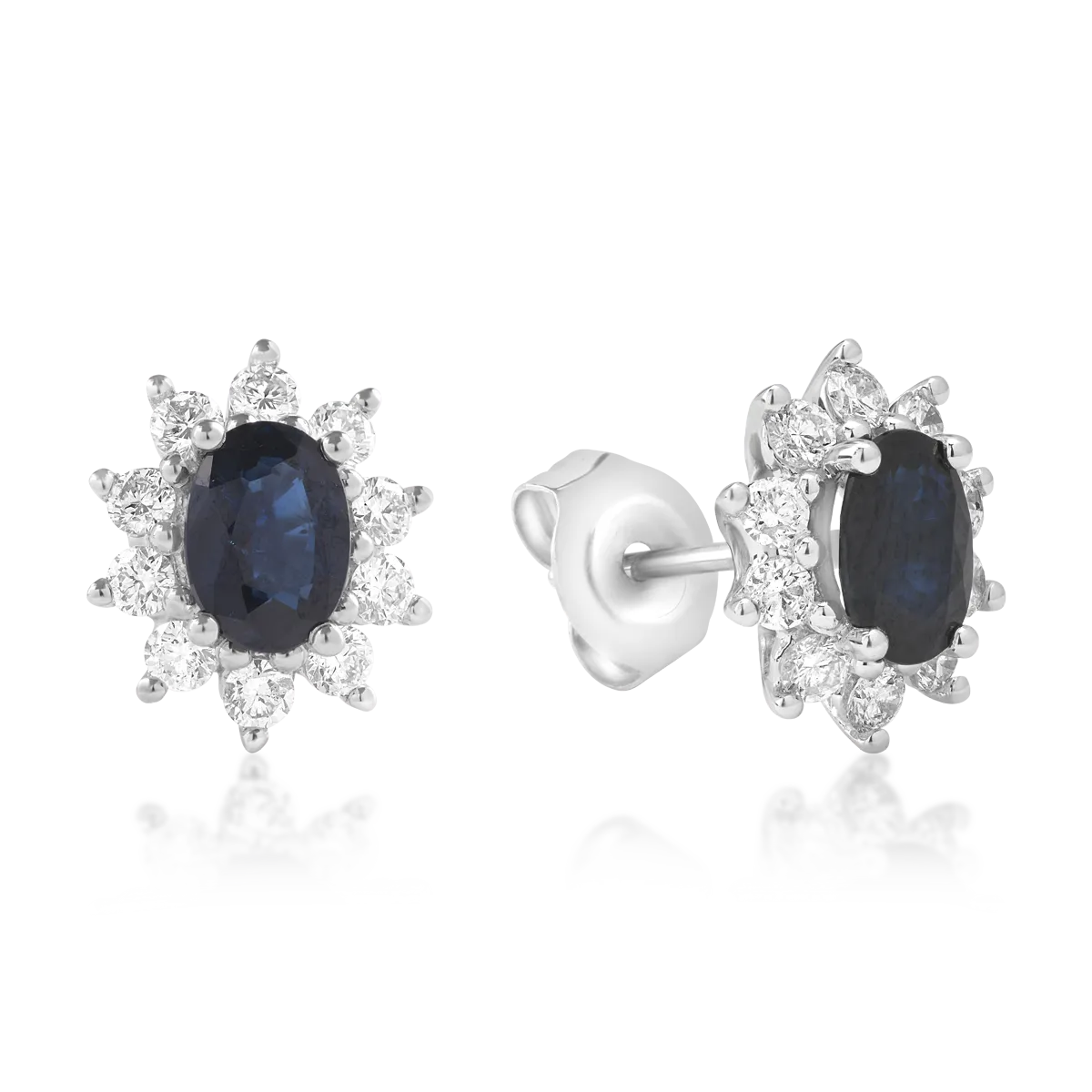 14K white gold earrings with 2ct sapphires and 0.84ct diamonds