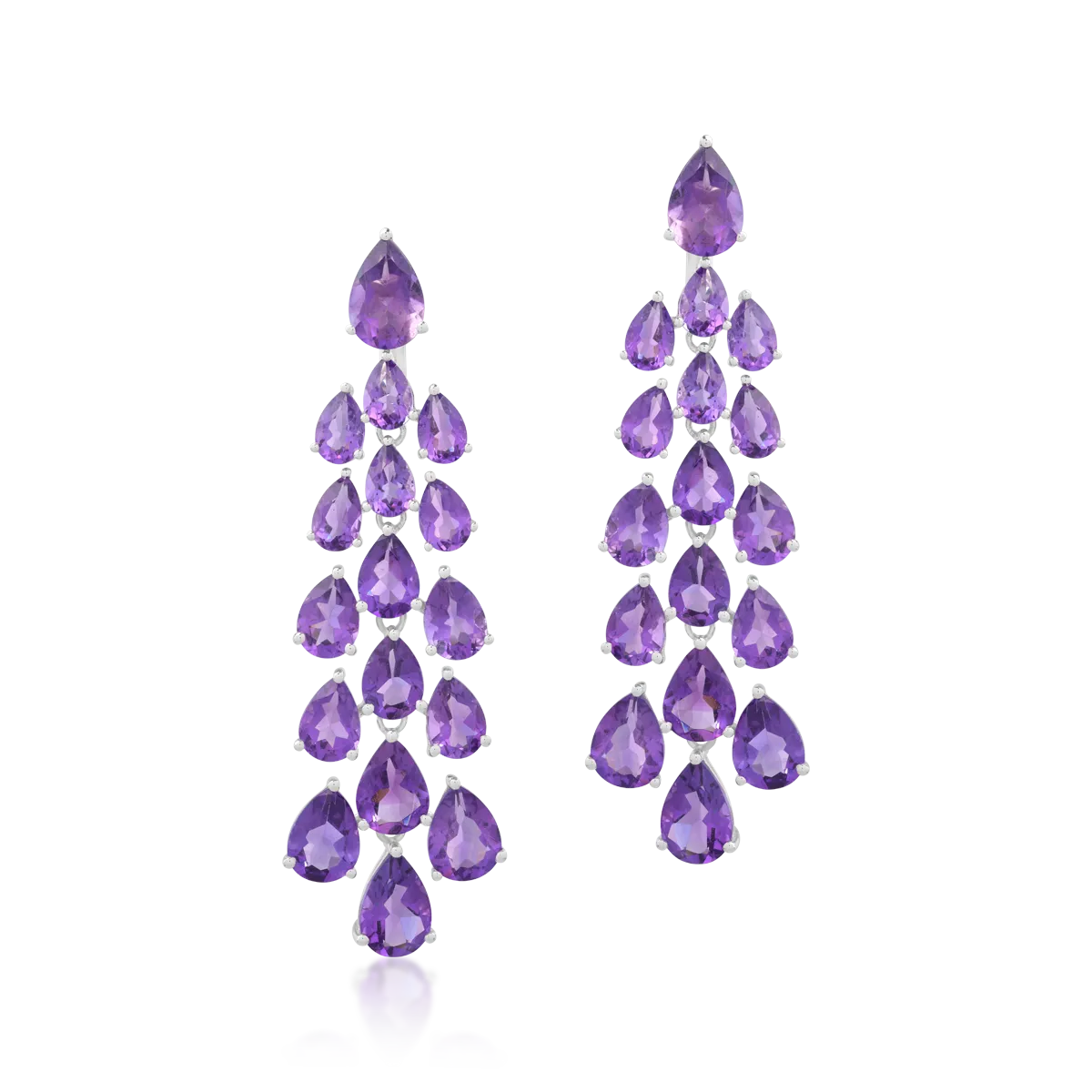 14K white gold earrings with amethysts 24.04ct