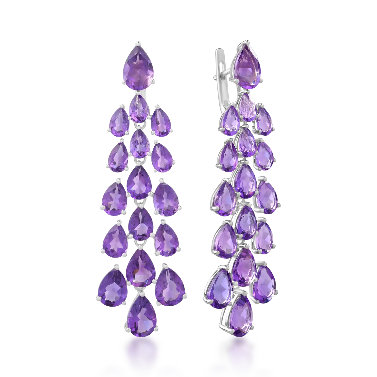 Обеци от бяло злато 14K с аметисти 24.04ct