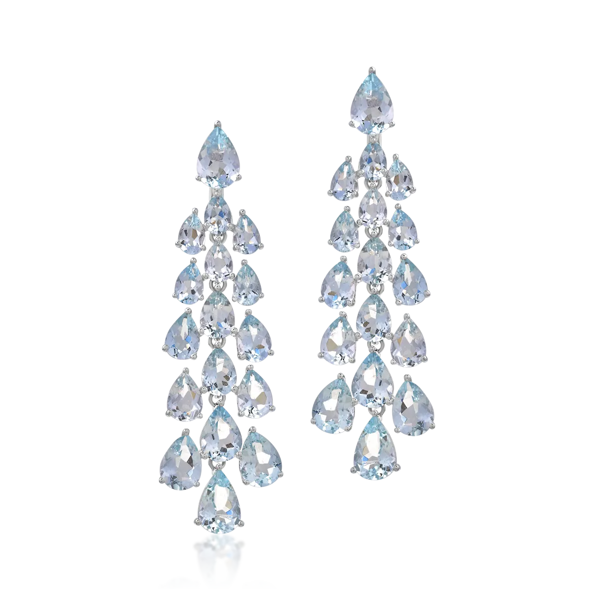 Cercei din aur alb de 14K cu acvamarine de 22.32ct