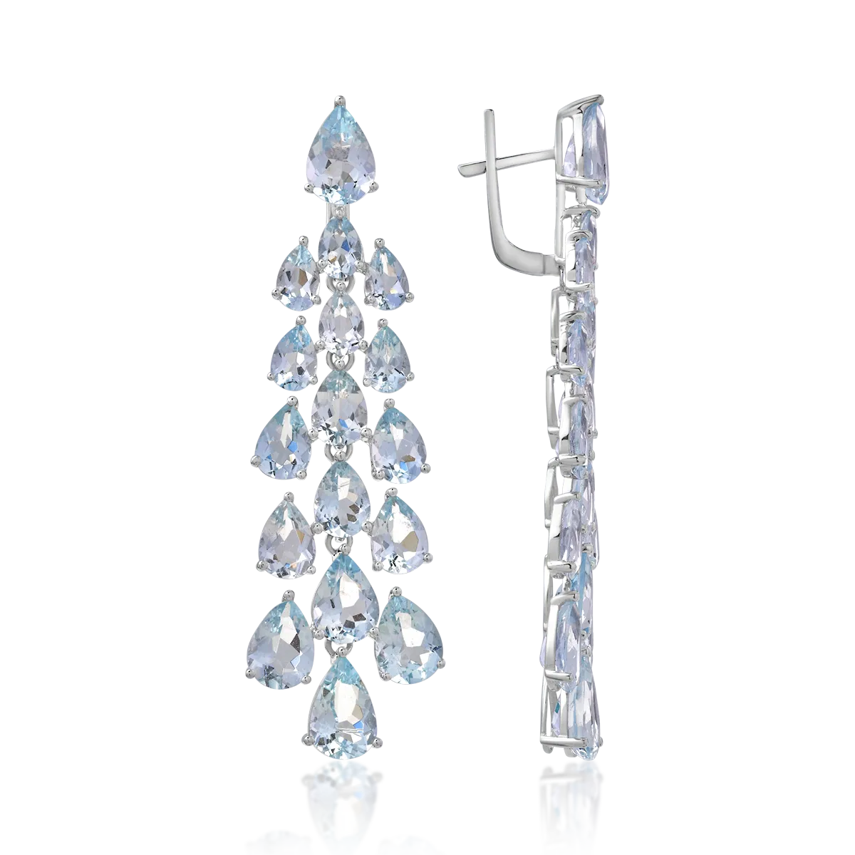 14K white gold earrings with 22.32ct aquamarines