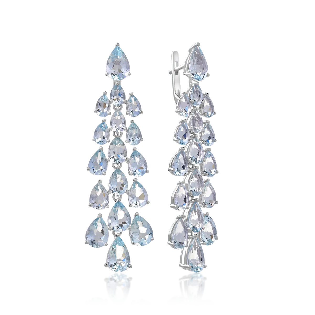 Обеци от бяло злато 14K с аквамарини 22.32ct
