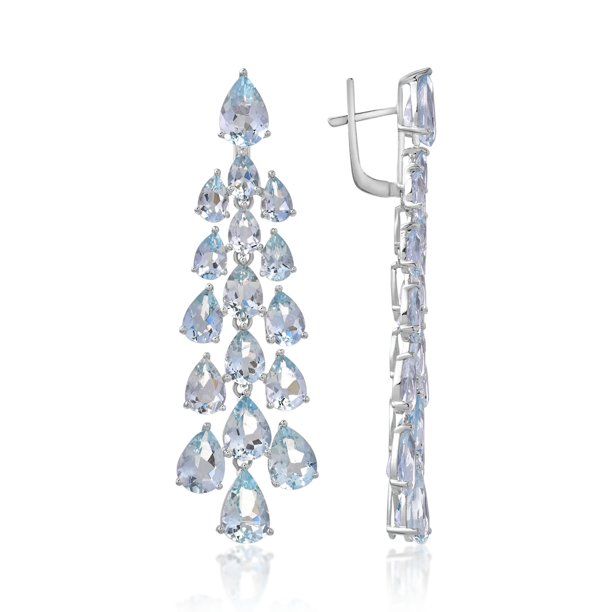 Обеци от бяло злато 14K с аквамарини 22.32ct