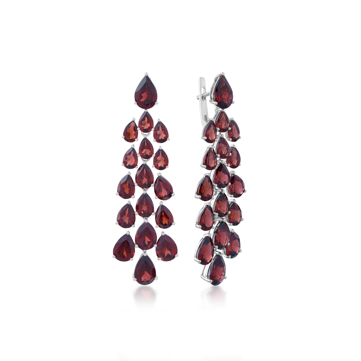 14K white gold earrings with 29.16ct red garnets