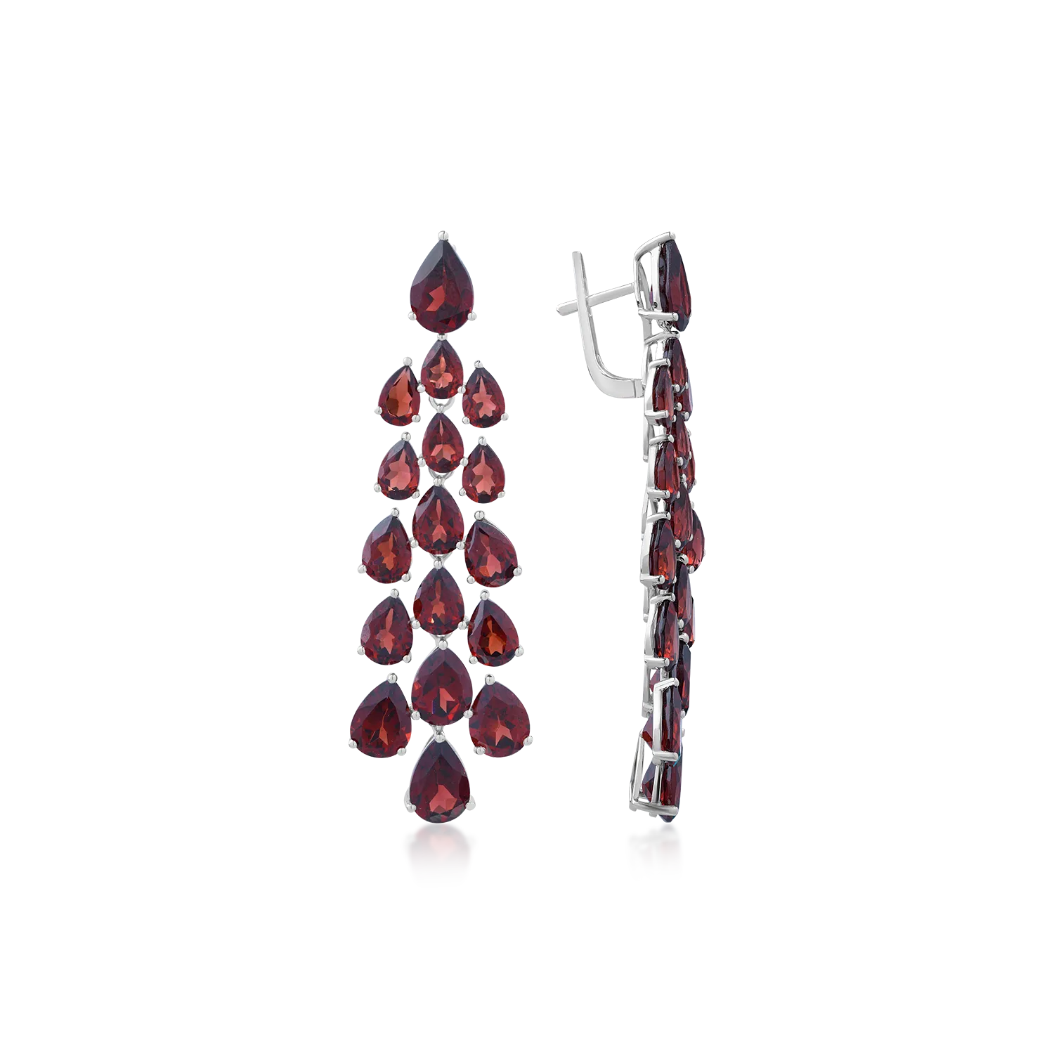 14K white gold earrings with 29.16ct red garnets