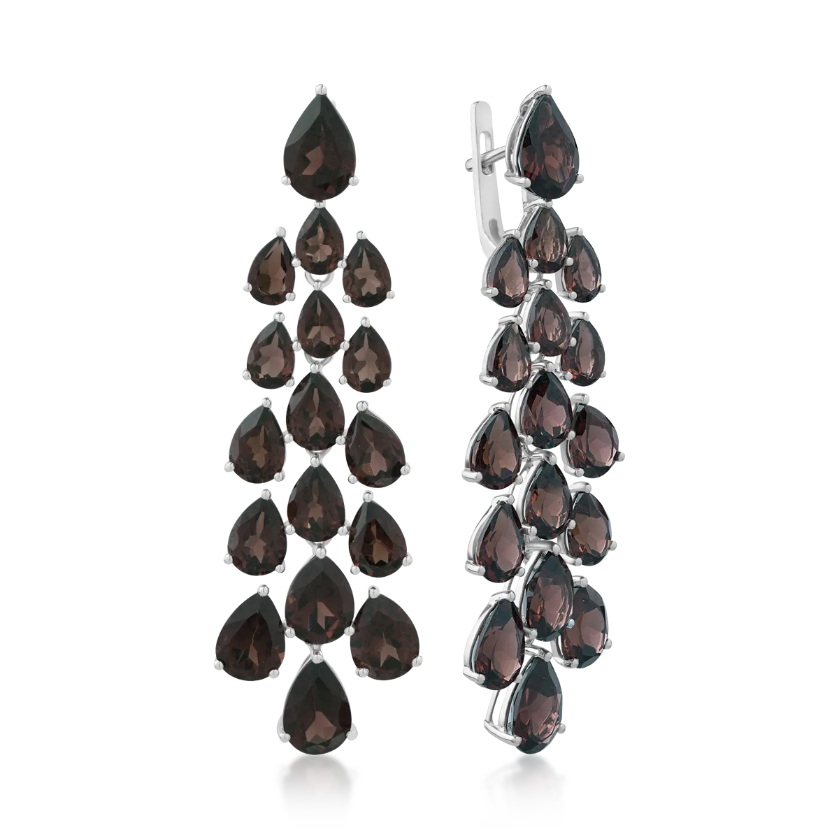 14K white gold earrings with 24.04ct smoky quartz