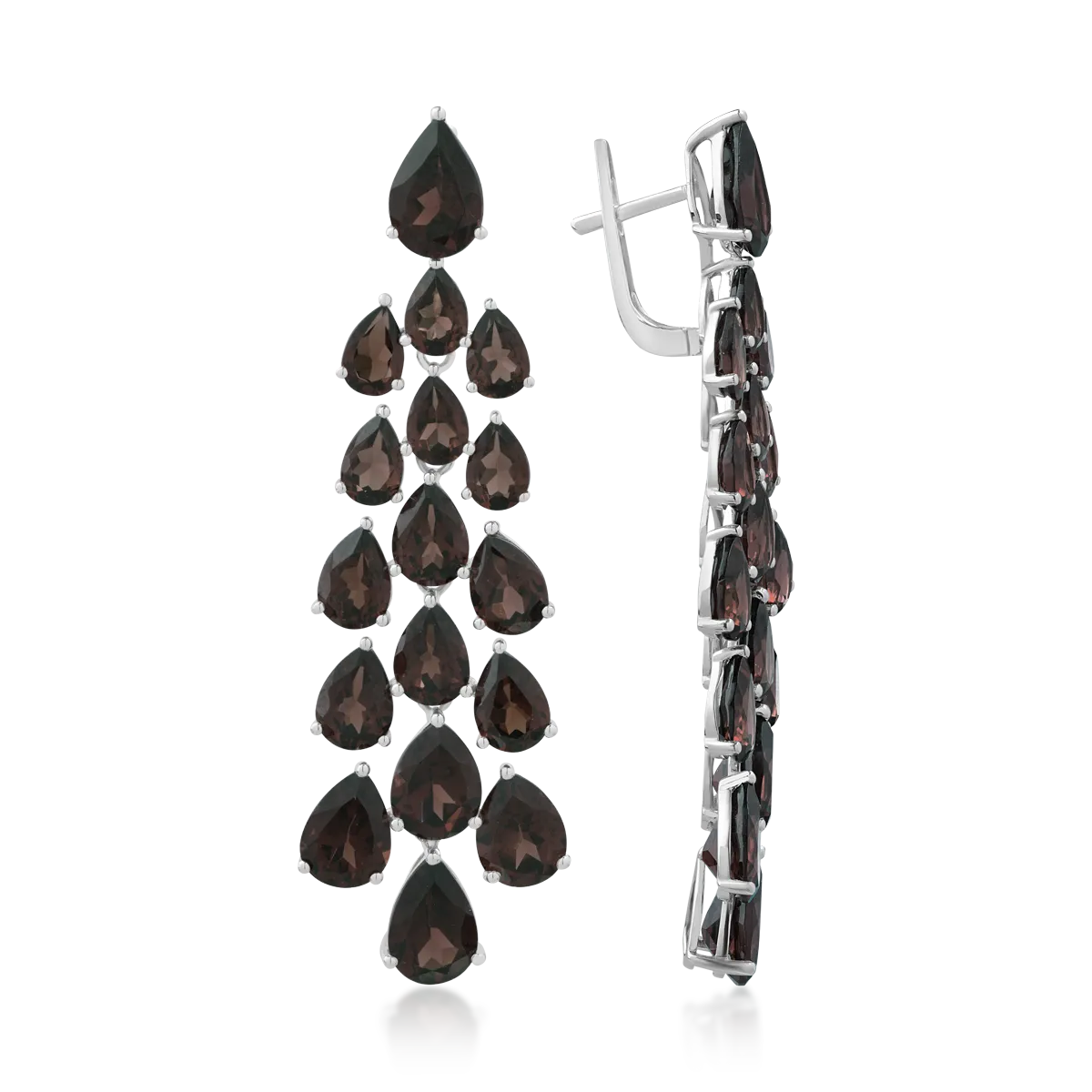 14K white gold earrings with 24.04ct smoky quartz