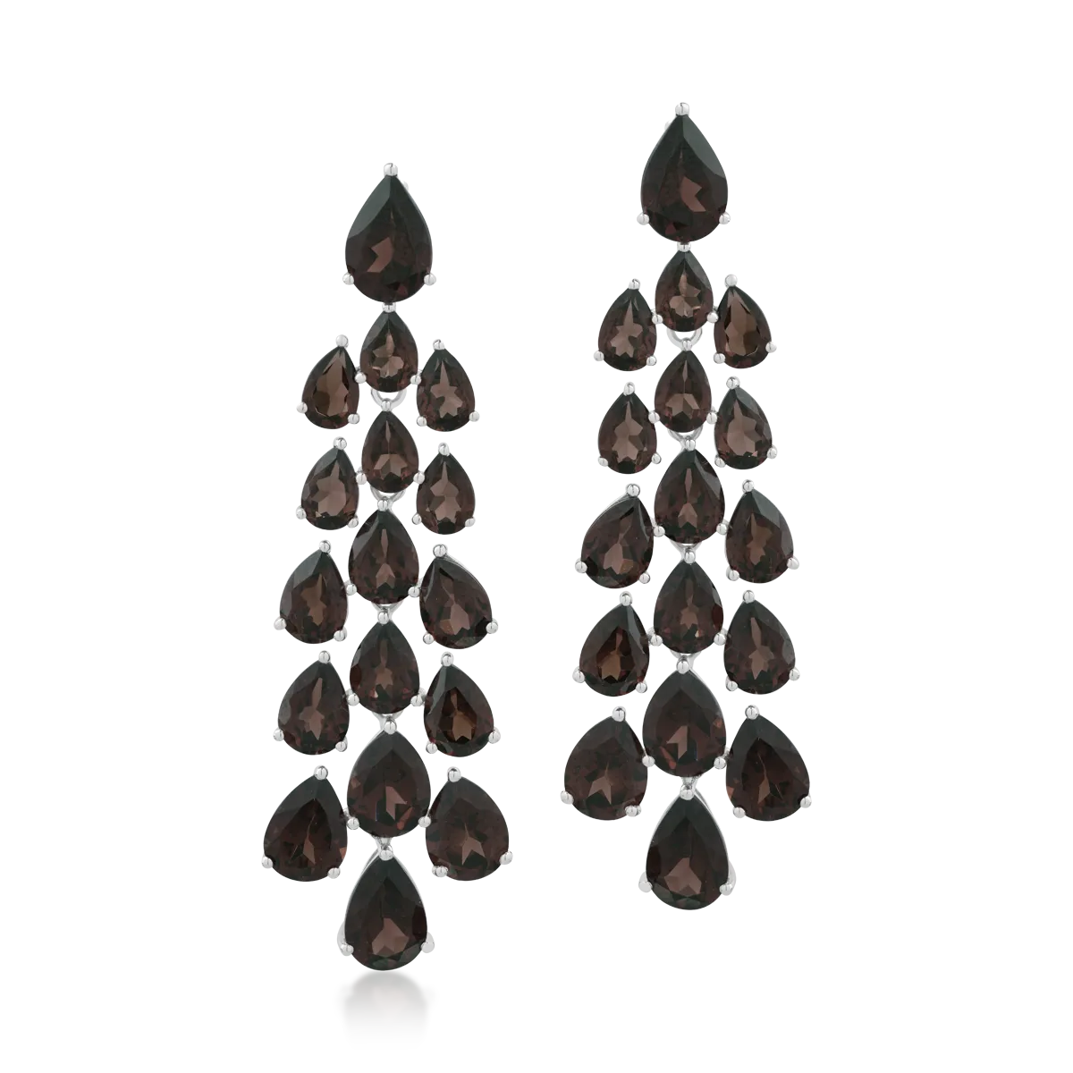 Teilor Cercei din aur alb cu quartz fumuriu pear de 24.04ct