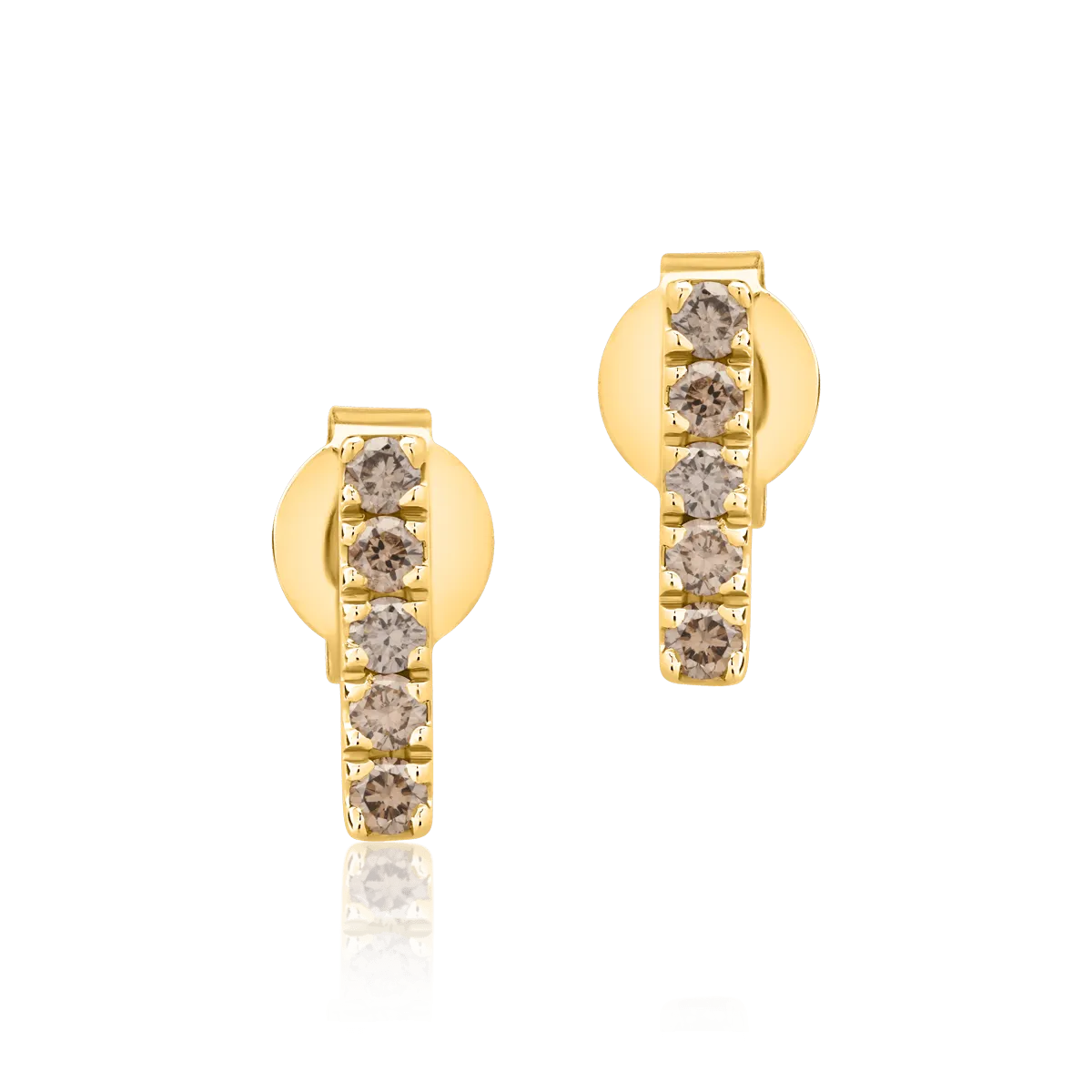 14K yellow gold earrings with 0.2ct brown diamonds