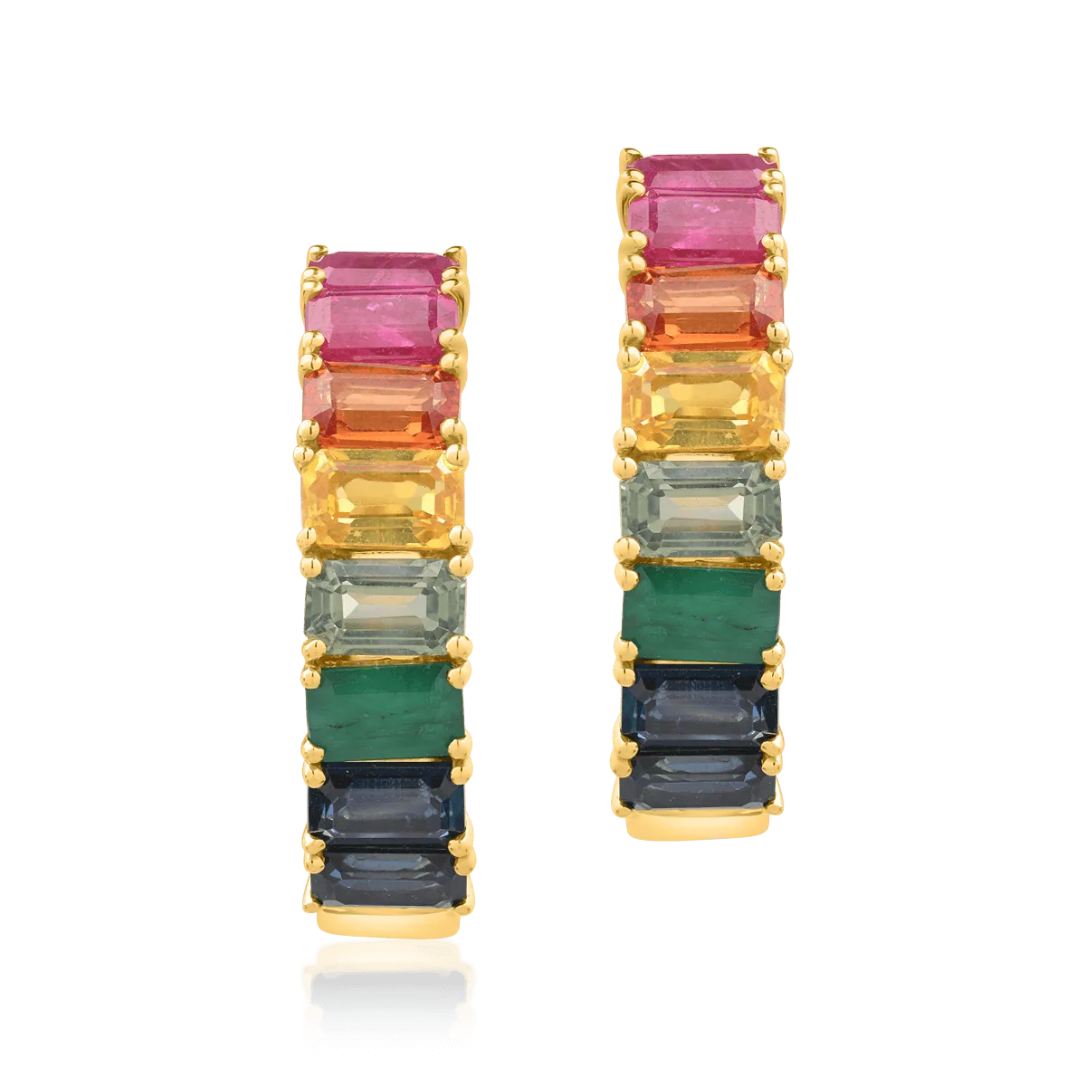 14K yellow gold earrings with 5.60ct precious stones