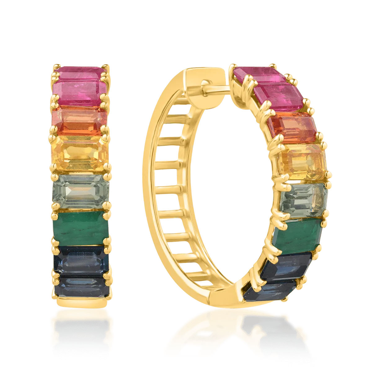 14K yellow gold earrings with 5.60ct precious stones