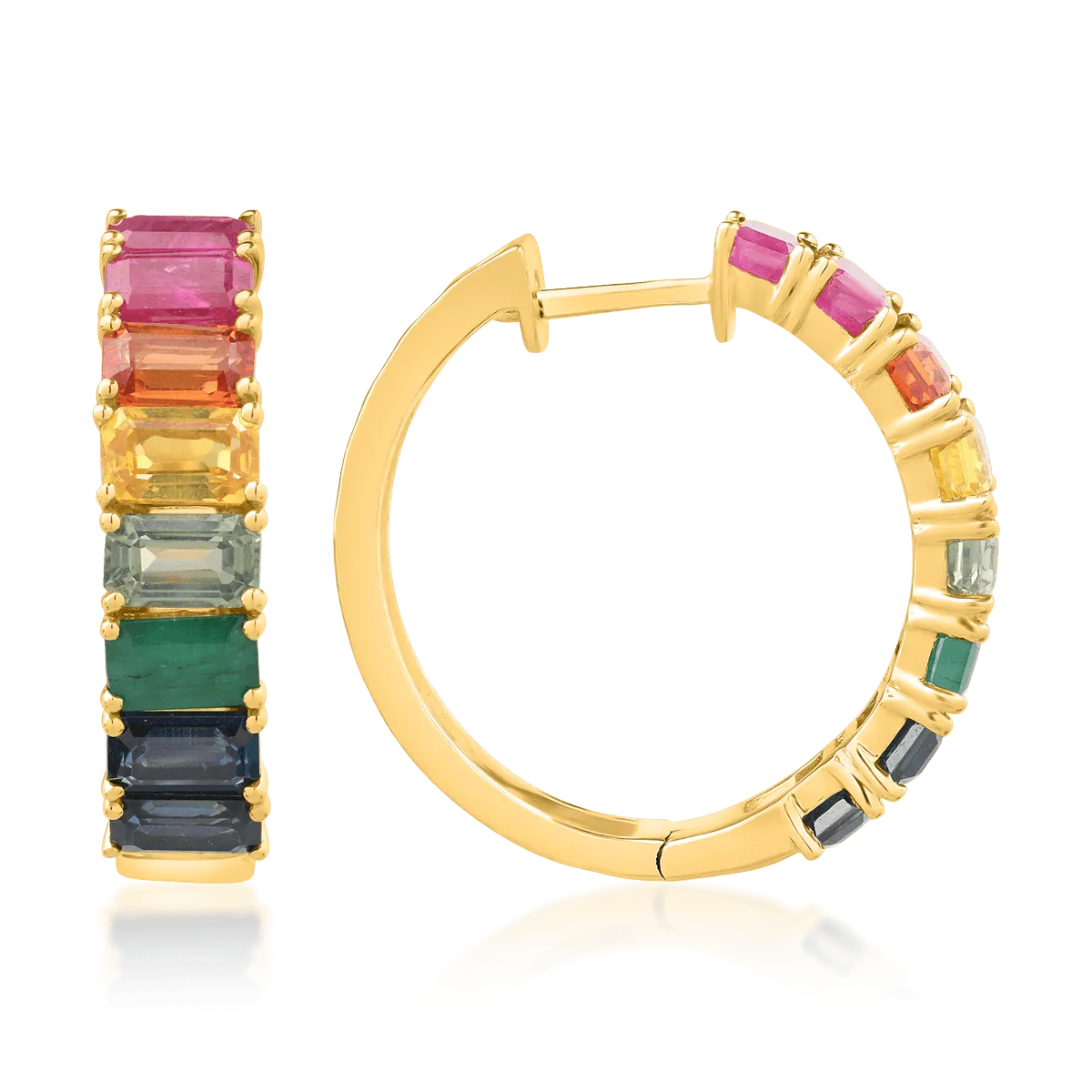14K yellow gold earrings with 5.60ct precious stones