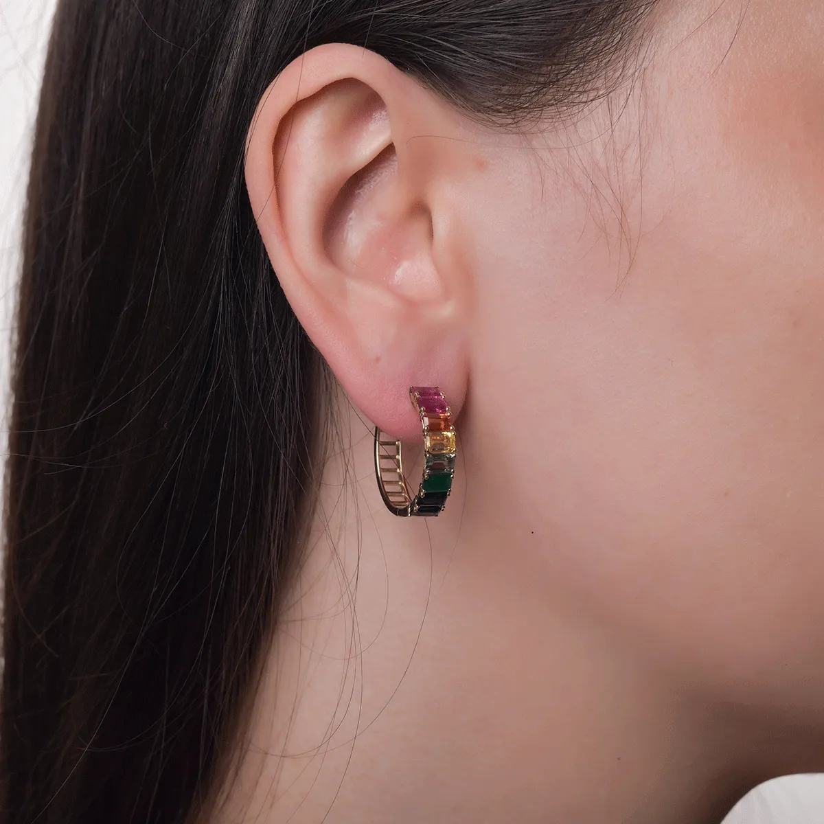 14K yellow gold earrings with 5.60ct precious stones