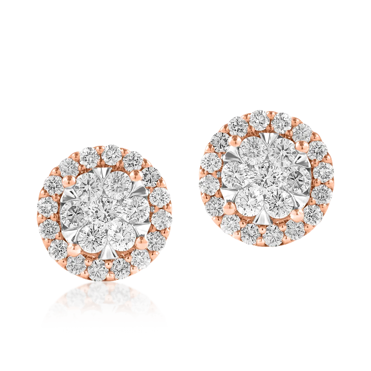 18K rose gold earrings with 1ct diamonds