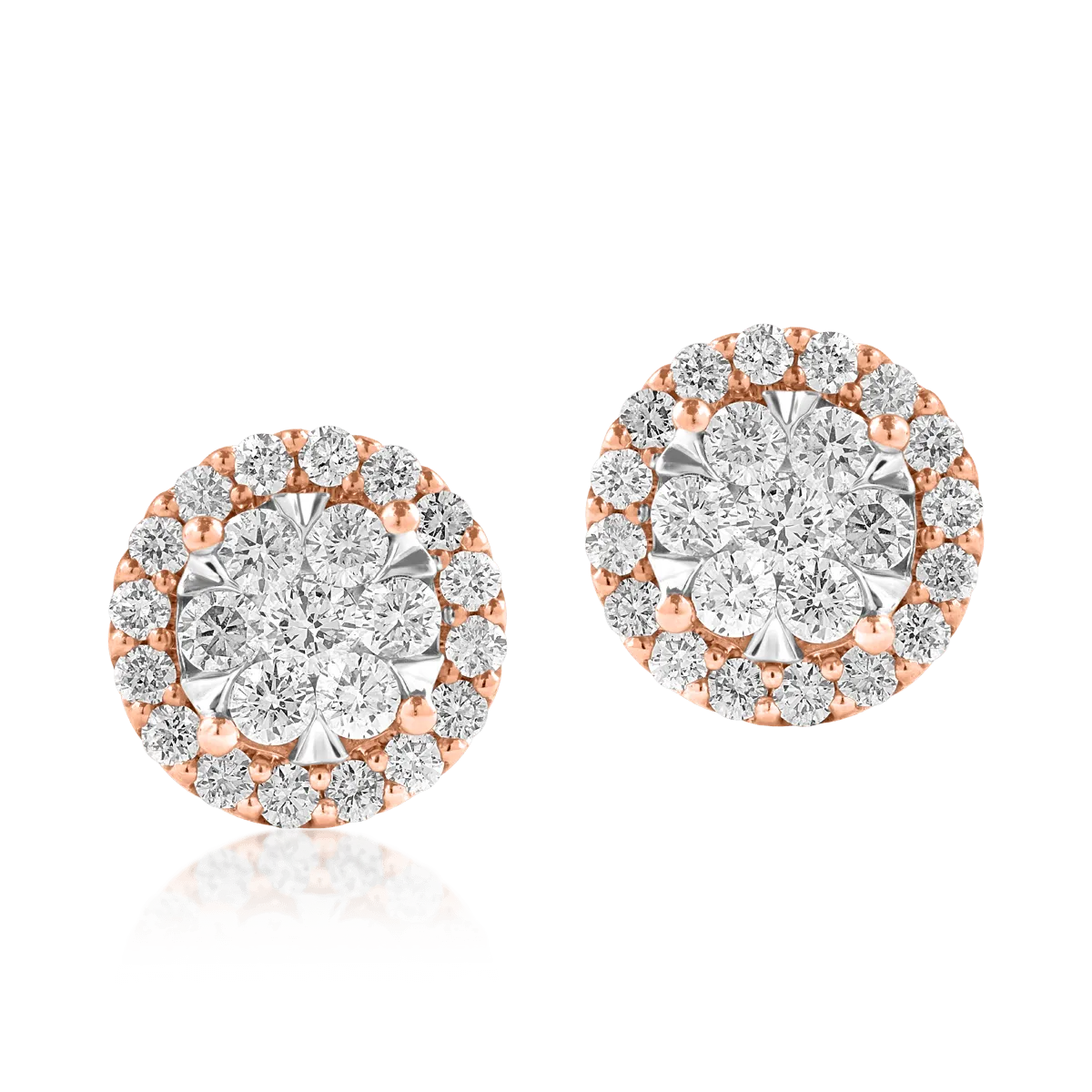 Cercei din aur roz de 18K cu diamante de 1ct-111456