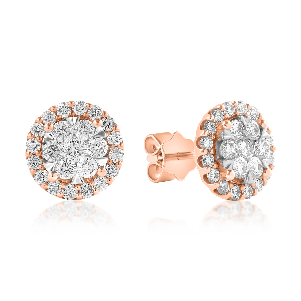 Cercei din aur roz cu diamante de 1ct