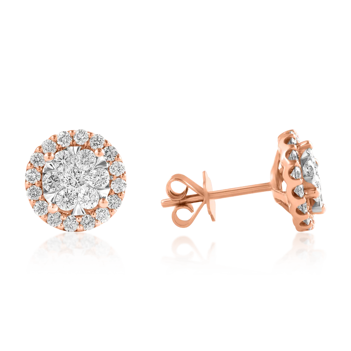 Cercei din aur roz cu diamante de 1ct